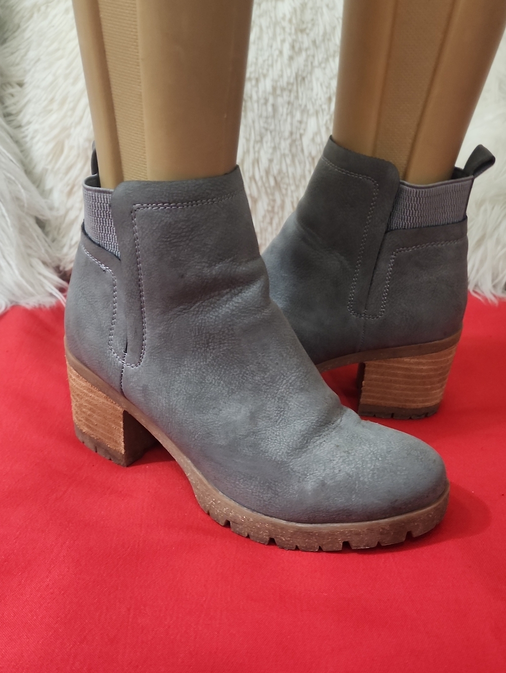 Kork-Ease Gray Suede Chelsea Ankle Boots